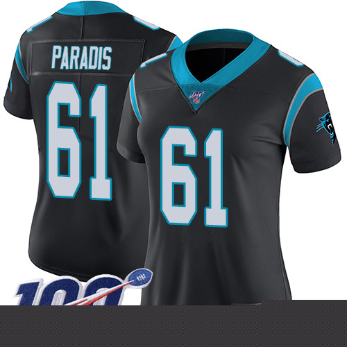 Carolina Panthers Limited Black Women Matt Paradis Home Jersey NFL Football #61 100th Season Vapor Untouchable